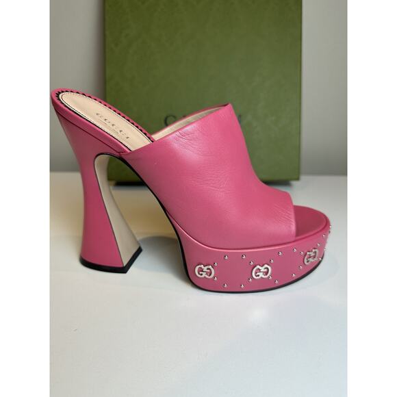 Authentic Gucci Janaya GG Monogram Studded Platform Mule Sandals $1190 EU 39.5 - Picture 1 of 11